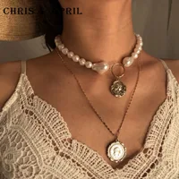 

In stock coin baroque pearl gold plated necklace