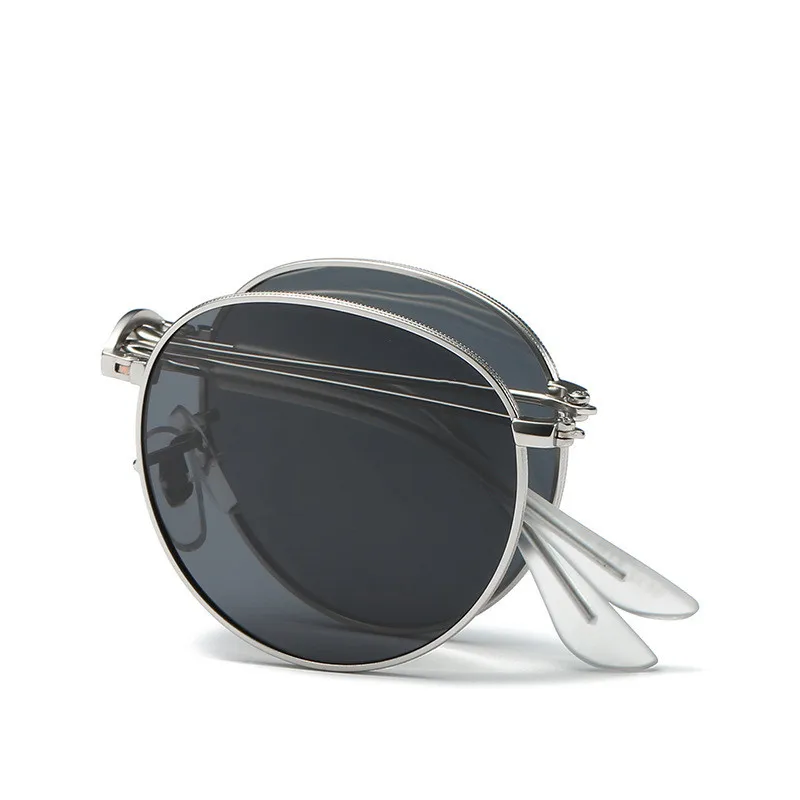

Women Mens Sun Glasses 2021 Man Round Shades Folding Sunglasses