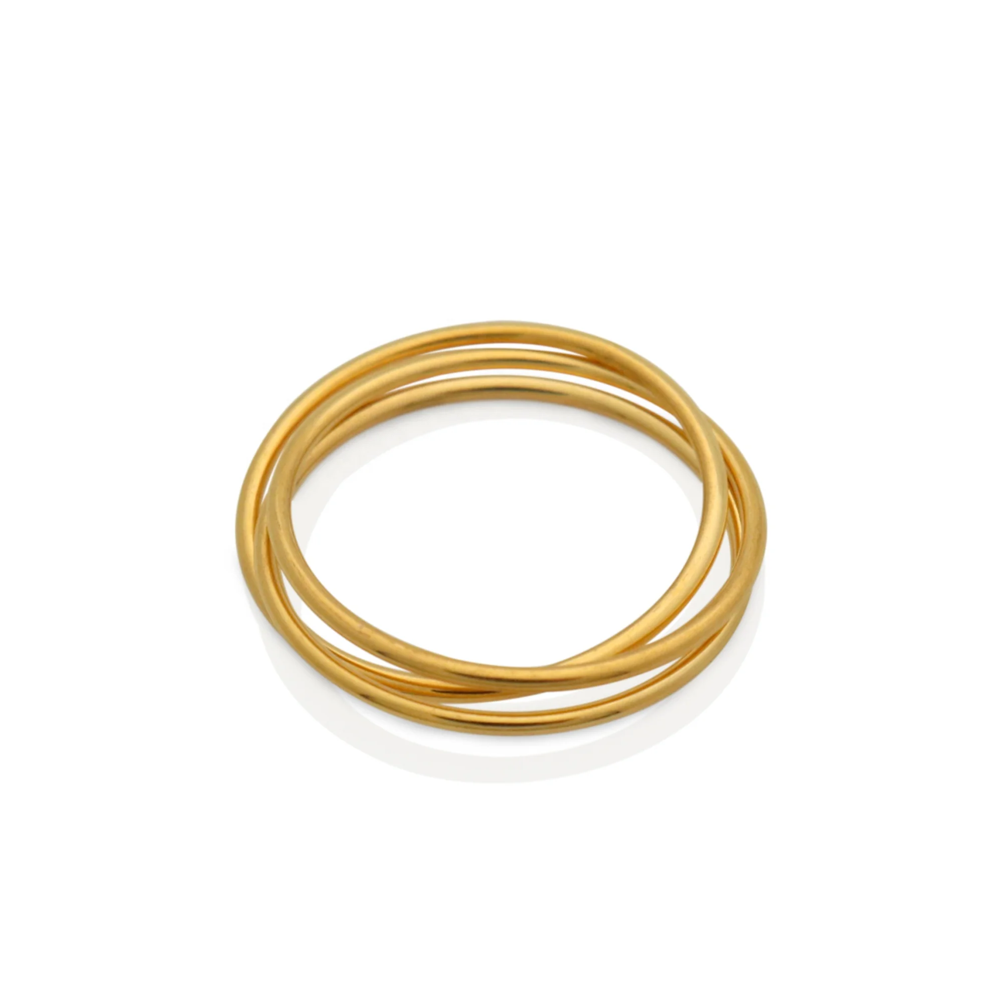 

Chris April in stock fashion jewelry PVD gold plated 316L stainless steel minimalist triplet finger ring for women