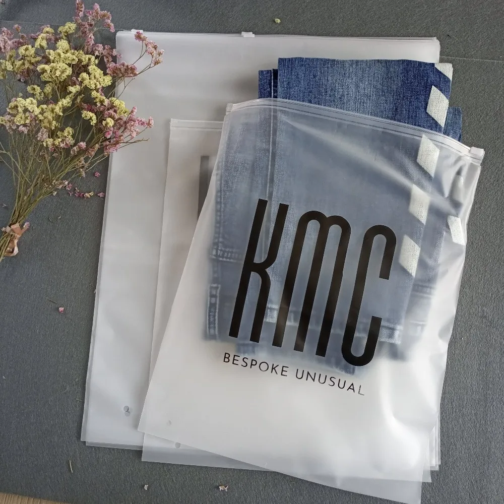 

Custom Frosted Biodegradable Plastic Packaging Zipper Bags T Shirt Swimwear Zip Lock Bags With Logo