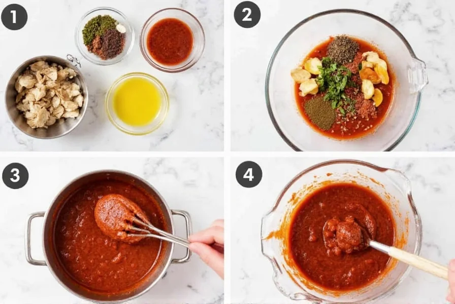 Step-by-step preparation of homemade chili paste alternative using common pantry ingredients