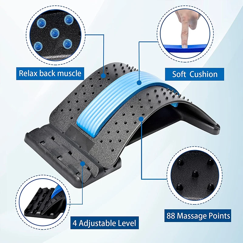 

Posture Corrector Stretcher Fitness Lumbar Support For Pain Relief Stretching Device Multi-level Adjustable Back Massager