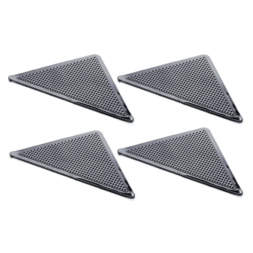 

4Pcs/lot Triangle Reusable Anti-skid Rubber Mat Non Slip Patch Mat Washable Rug Gripper Stopper Tape Sticker Black Corners Pad