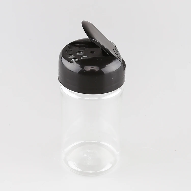 

190ml BPA FREE Food Grade PET Bottles with Black Press Lids for Spice Storage