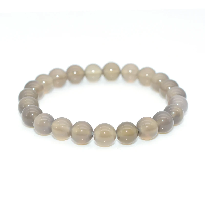 

Trade Insurance Natural Stone Beads High Grade 6/8/10MM Gray Agate Bracelet