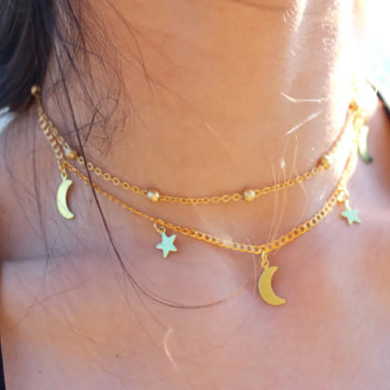 

JuHu Women Fashion Golden Medallion Necklace Multilayer Pendant Boho Long Necklace