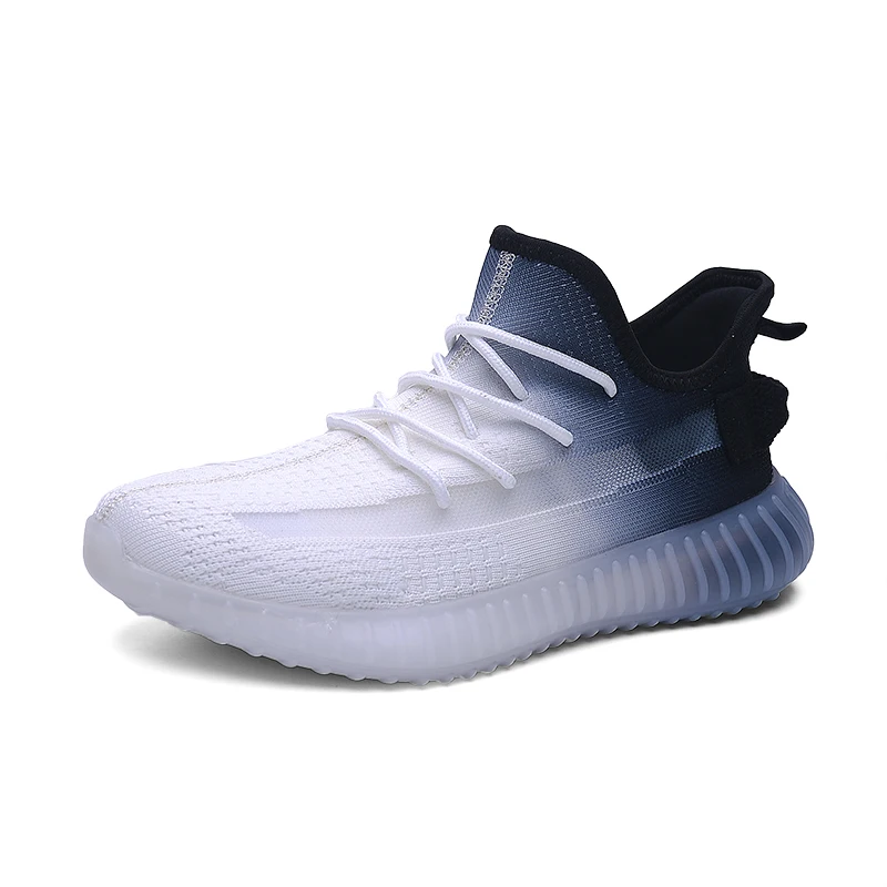 

2021 new design Lace-up Non-slip Gradient colour Casual Sport Sneakers Running Shoes for Men, Grey/blue/brown