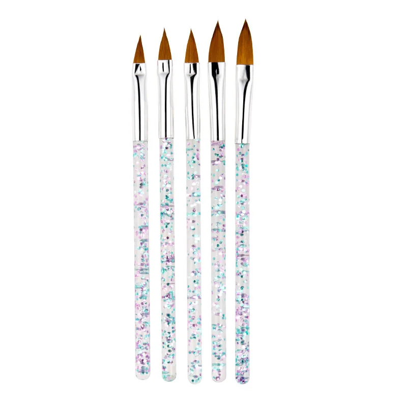 

Hot Selling 5 Pcs Per Sets Sculpting Brush Transparent Flower Rod Acrylic Nail Brush Extension Nail Art Tools Set