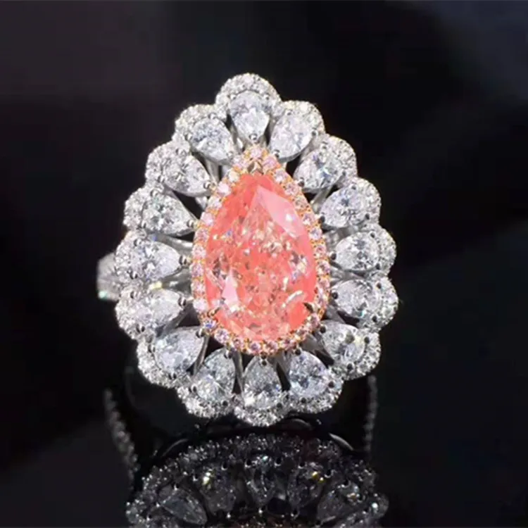 

high-end customized diamond gemstone jewelry 18k gold 2ct AGL natural VS fancy pink diamond ring for women