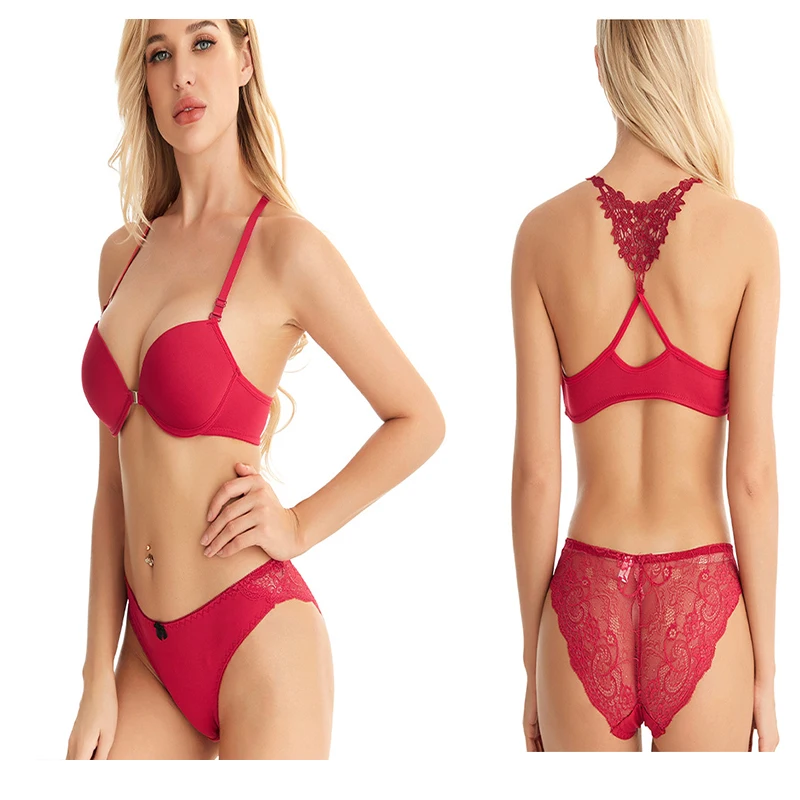 

New Design Ladies Bra Y Adjustable Strap Lace Beauty Back Underwire Lift Up Stylish Women Bra and Panty Set