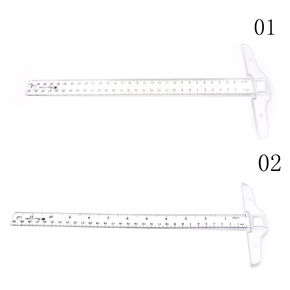 

1 Pcs T Square Ruler 30cm Plastic Straight Ruler Measure Tool T Shape Ruler Clear Transparent Measurements