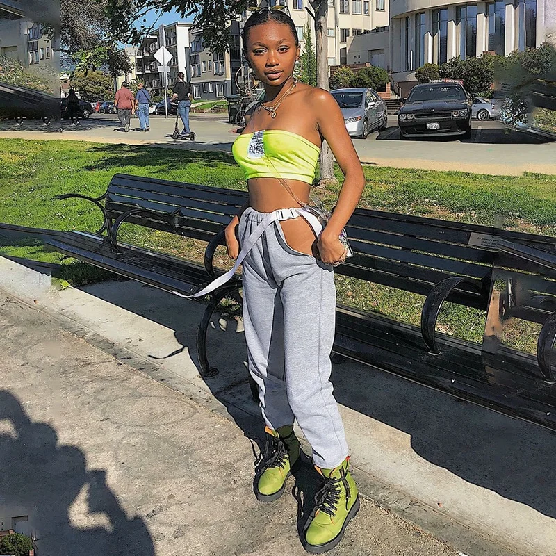 

DLL28444 Factory direct sales winter pant for women lounge loose solid mid waist cotton split pants