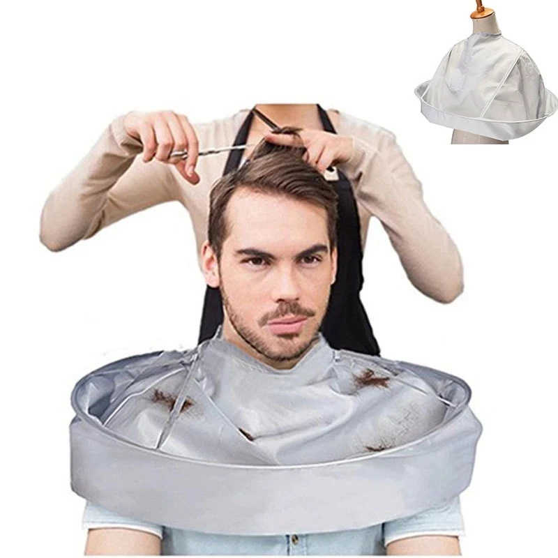 

DIY Hair Cutting Cloak Umbrella Cape Cutting Cloak Wrap Hair Shave Apron Hair Barber Gown Cover Household Cleaning Protecter, Gray