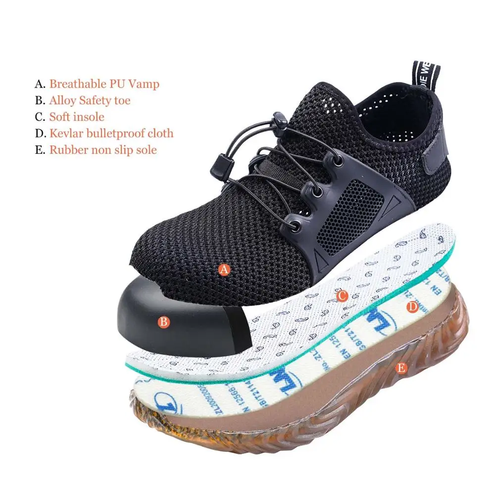 
Ultra-light steel toe cap boots male safety shoes women breathable work shoes outdoor shoe plus size 
