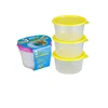 Set of 3pcs plastic round bento storage lunch boxes and food meal prep containers boite a vivres die Kasserolle