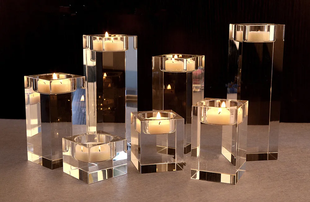 Dining Table Solid Crystal Candlestick Transparent Candle Holders Buy