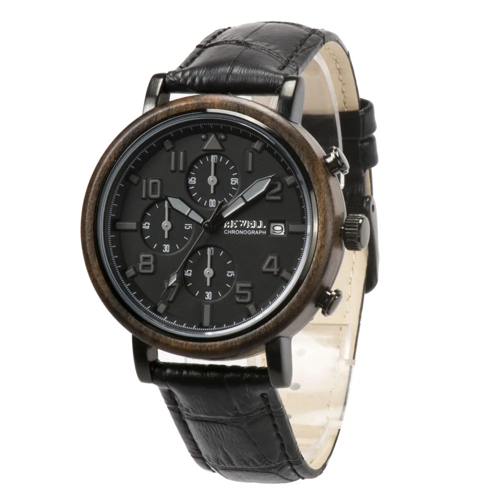 

Trendy BEWELL Chronograph Watch Stainless Steel & Wood Watch Men Luxury Wristwatch Custom Logo Timepiece