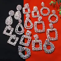 

Barlaycs 2019 New Fashion Fancy Statement Vintage Channel Black Crystal Rhinestone Hoop Earrings for Women Jewelry