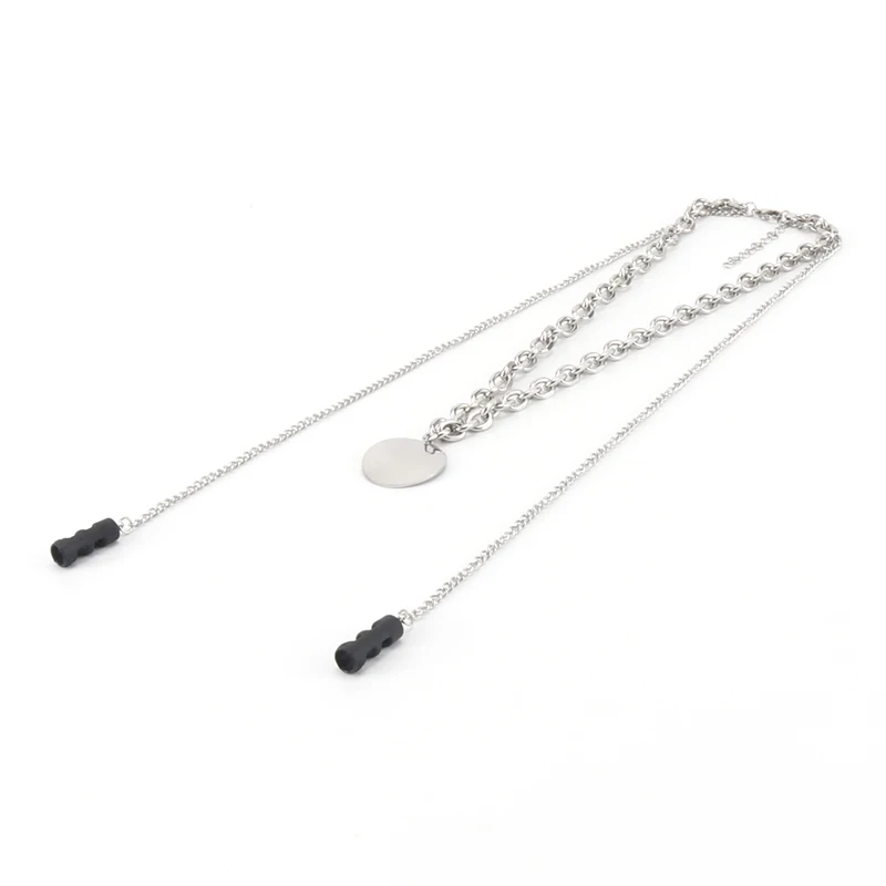 

Custom Logo Punk Stainless Steel Wireless Headphones Chain Anti Lost Earphone holder lanyard Round Pendant Necklace for Earpods