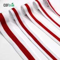 

Factory hot sale stock knit stripe webbing 100% polyester knit stripe ribbon white and red stripe for garment decoration