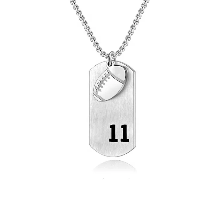 

Men's Football Dog Tag Player Number Sport Necklace Inspiring Sport Pendant Necklace