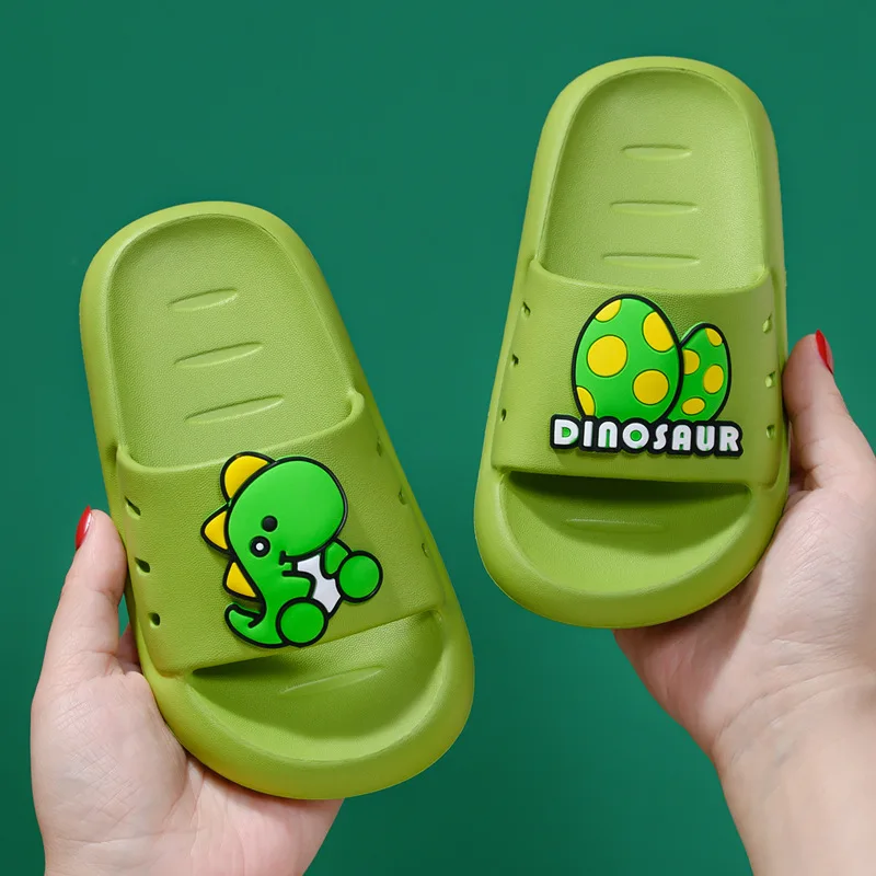 

hot selling baby customize box outside wear shoes ladies room light weight children cartoon dinosaur slippers for kids