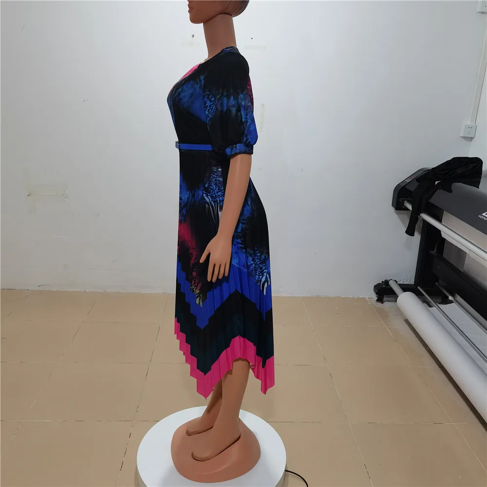 

Women Elegant Stripe V Neck Plus Size Dress Flare Office Dress, Picture color
