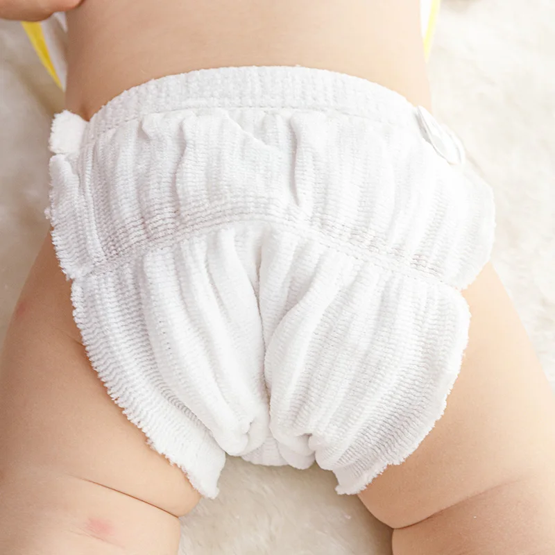 

White 5pcs/bag Elastic Breathable L Code Not Waterproof AIO Baby Diapers