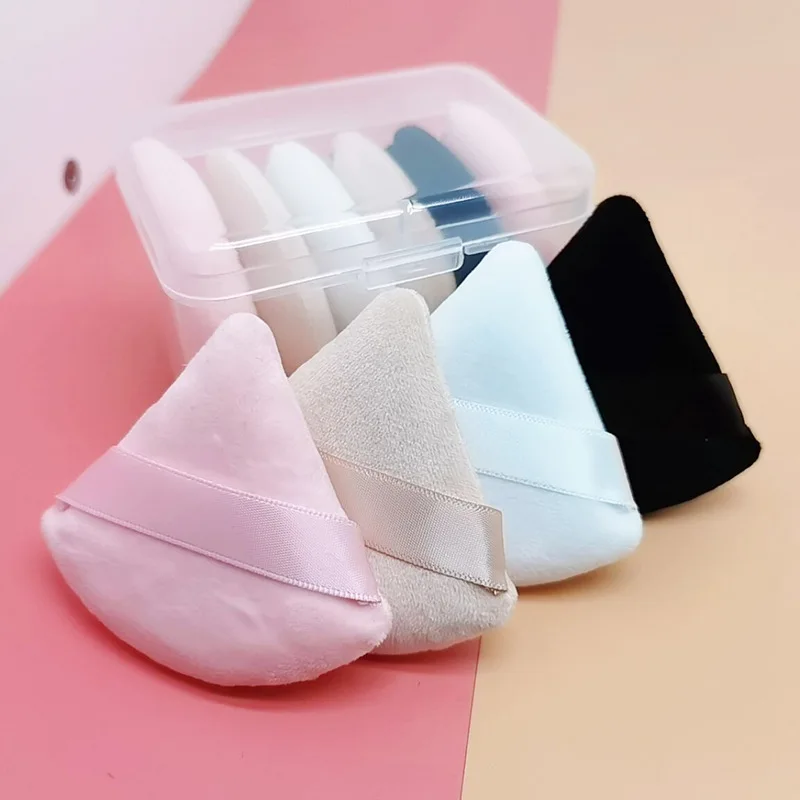 

Wholesale Soft Air Cushion Triangle Makeup Sponge White Black Triangle Makeup Foundation Powder Puff With Ribbon