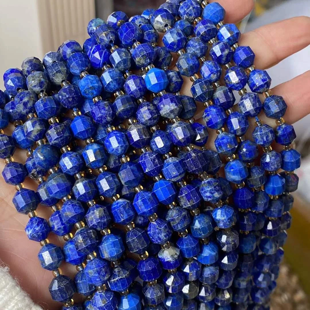 

Faceted Energy Prism Double Terminated Point Cut Real Lapis Lazuli Gem Stone Faceted Beads For Bracelet Making