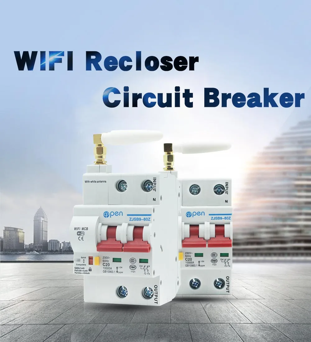 2p Wifi automatic remote control mcb Smart circuit breaker with antenna signal better with overload and short circuit breaker