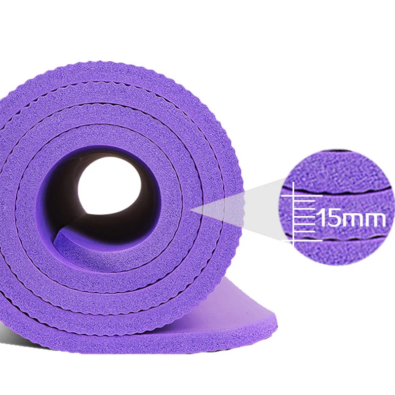 

8~15mm extra thick high density anti-tear exercise balance nbr yoga mat in gymnastics with carrying strap