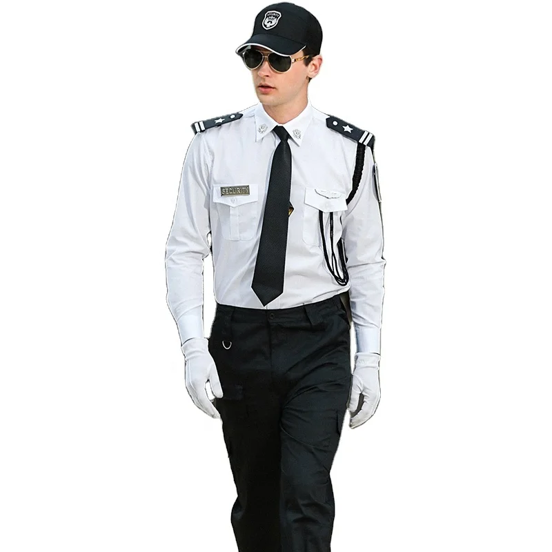 

New Customize Security Guard Uniforms Shirt Trousers, White, black