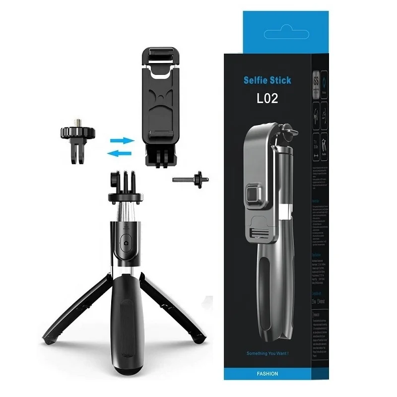 

Best Seller L02 Portable Wireless Bluetooths 3 in 1 Mobile Phone Gopro Monopod Tripod Selfie Stick with Remote, Black, white