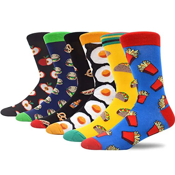 

Wholesale custom own design cotton women socks happy fashion novelty crew fun food socks