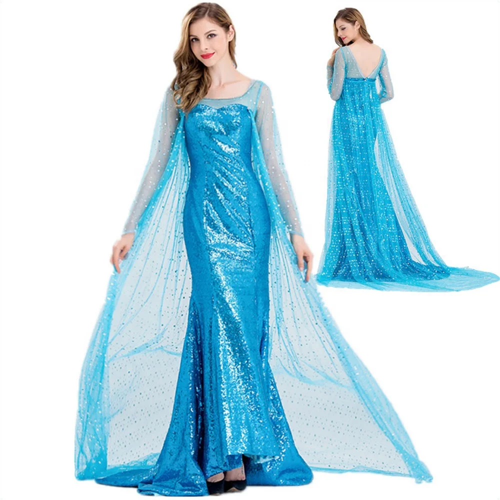 

Christmas Women Party Gown Fancy Dress Up Halloween Cosplay Elsa Princess Dress Costume For Adult, Photo