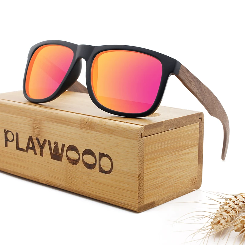 

Polarized Mirror Lenses Custom Brand Logo Friendly Wooden Sunglasses Bamboo
