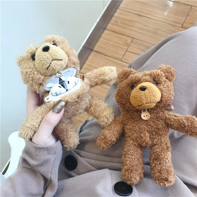 

Wholesale 3D Wireless Headset Storage Box Cases Cartoon Cute Plush Teddy Bear Protector Case For Airpods 1 2 3