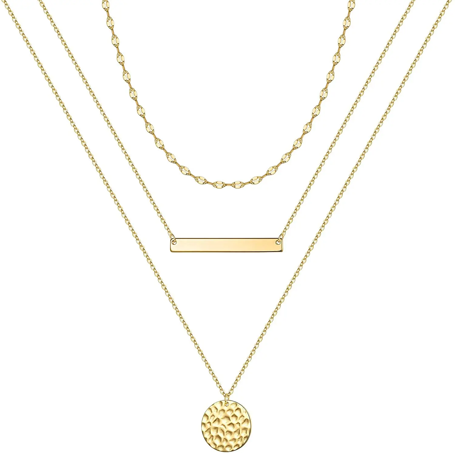 

3 Pieces Long Pendant Necklace Set Y Tassel Leaf Circle Bar Necklace for Women
