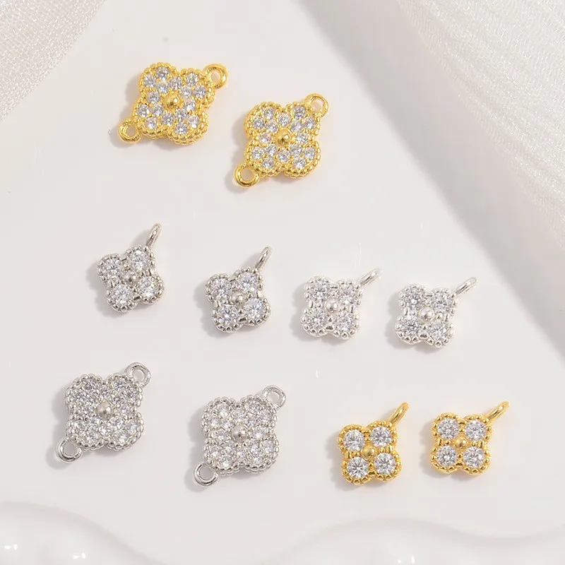 Fine Leaf Lucky Pendants 925 Sterling Silver Flower Charms Connector for Jewelry Making