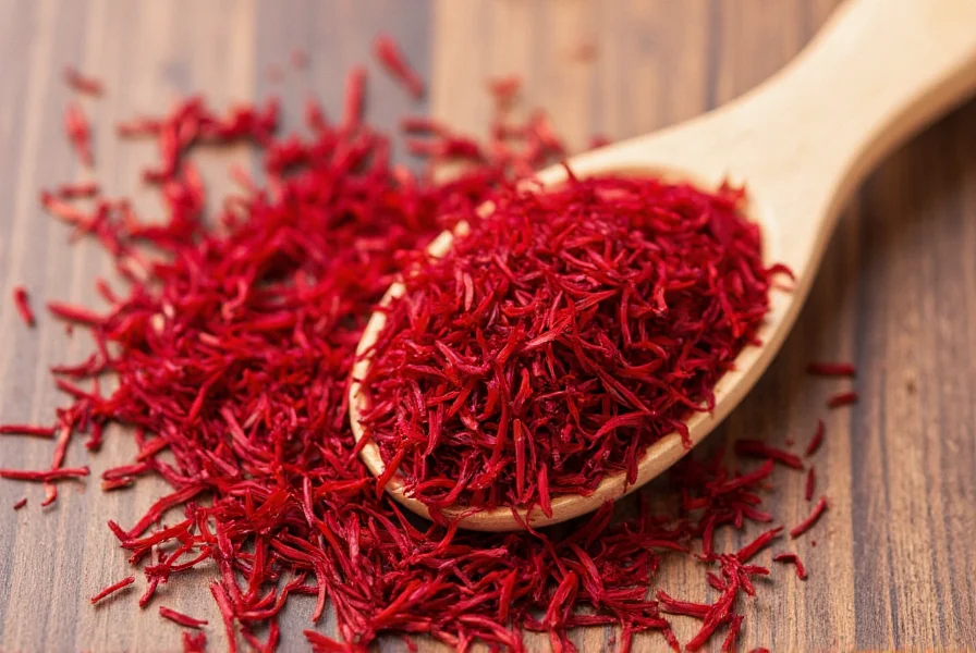 Close-up of saffron threads and supplement capsules showing the vibrant red stigmas and standardized extract formulation