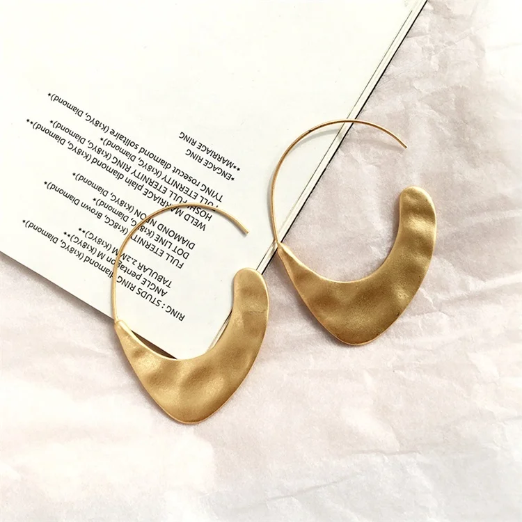 

New fashion hot sale women jewelry minimalist earrings matte gold plated personality geometric dangle earrings, As picture show