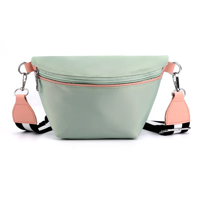 

Fashion good quality plain girls nylon fanny pack simple ladies waterproof hip waist sling bag for women, Black, green, pink, grey