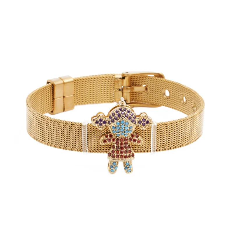 

2020 trendy DIY Fashion Cubic Zirconia Micro Pave Wrist Watch for Bracelet types 24mm women cool girls bracelets, Gold/sliver
