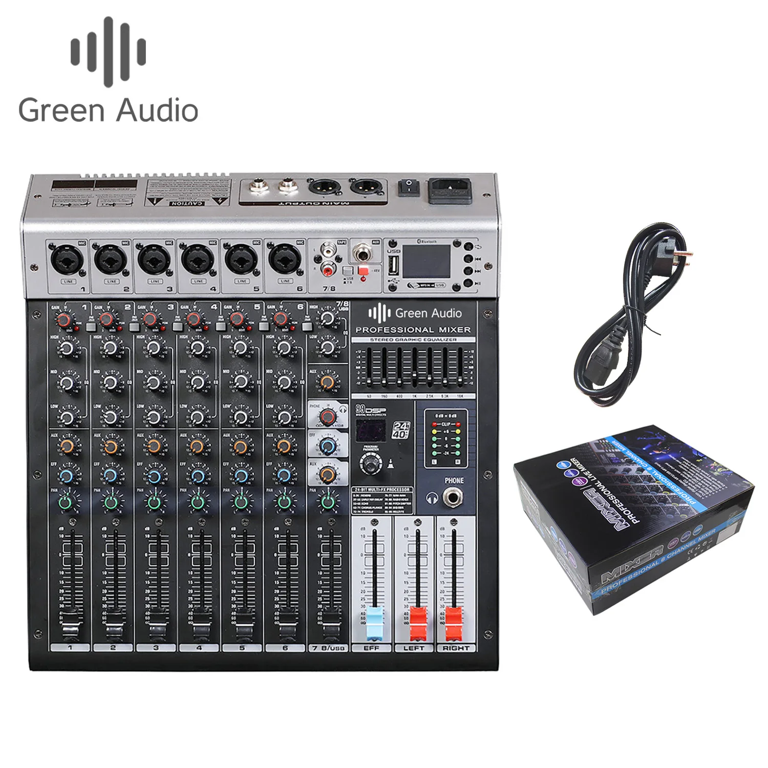 

GAX-GBR8 8-channel pure mixer wedding hotel school recording and broadcasting room USB with Blueteeth reverb effect device