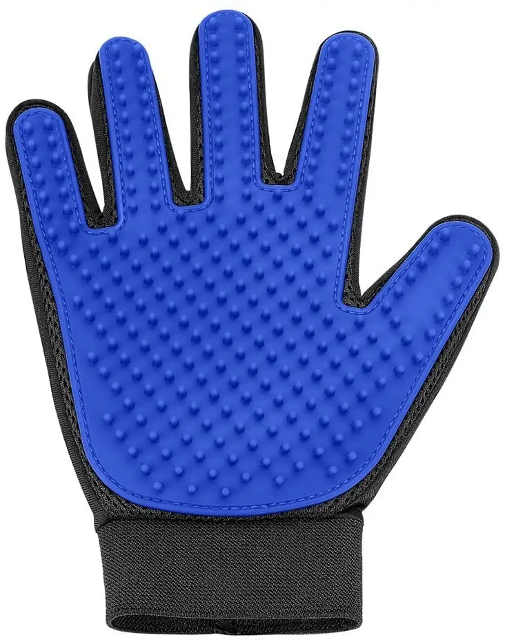 

Pet Grooming Glove - Gentle Deshedding Brush Glove - Efficient Pet Hair Remover Mitt - Enhanced Five Finger Design - Perfect for, Blue