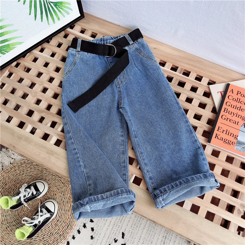 

CDE4170 Kids Jeans Girl Casual Clothes kids wide leg girls demin jeans