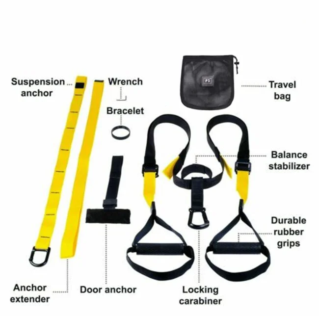 

Adjustable gym straps suspension trainer for total resistance exercise training