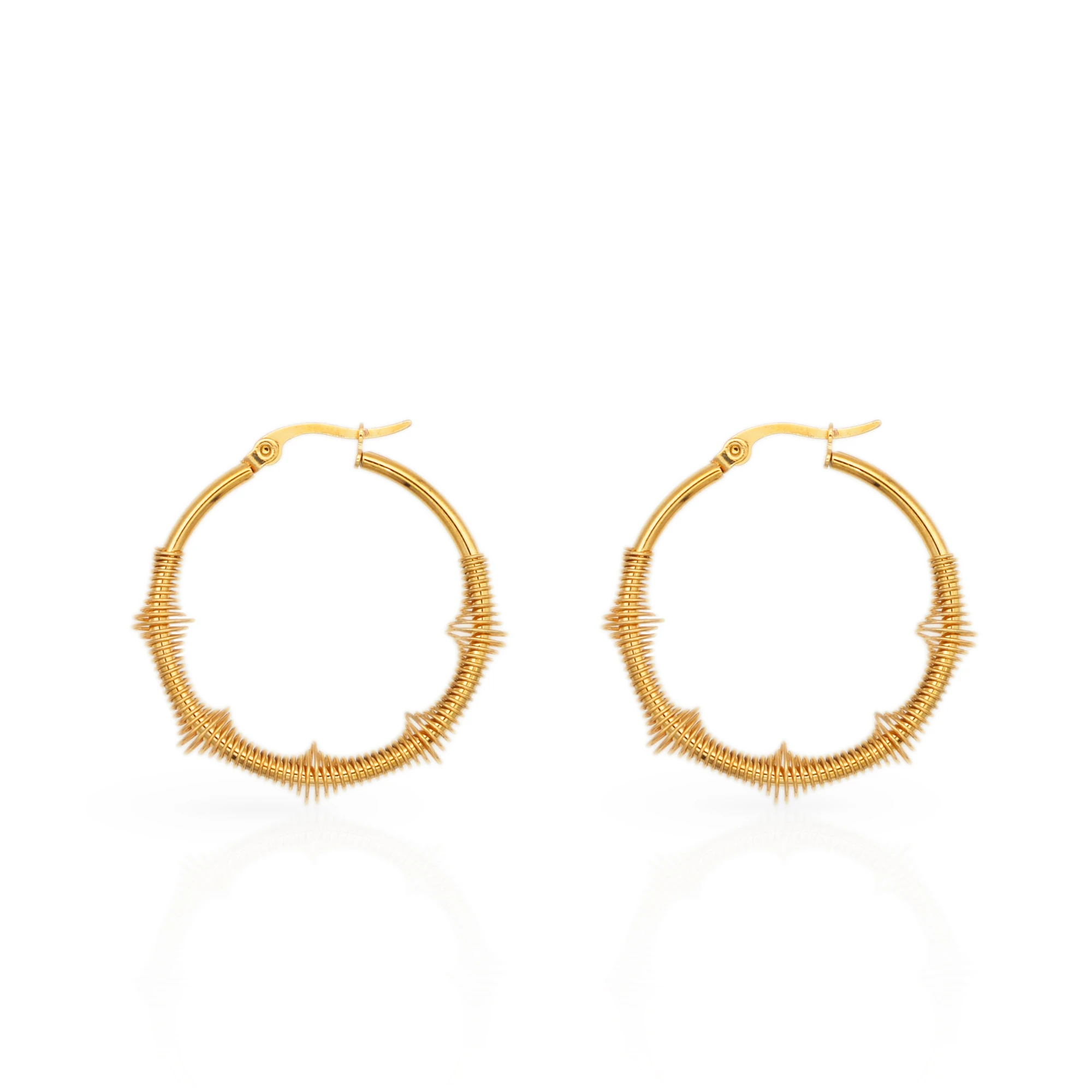 

Chris April classic 316L Stainless Steel PVD gold plating minimalist wires circle huggies hoops earrings