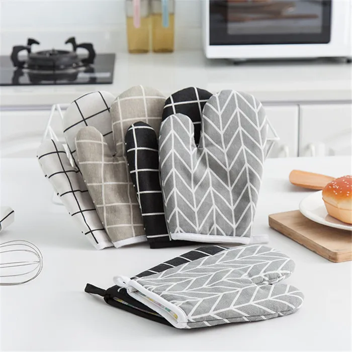 Heat Resistant Kitchen Microwave Oven Gloves Cotton For Baking Cooking Grilling Bbq